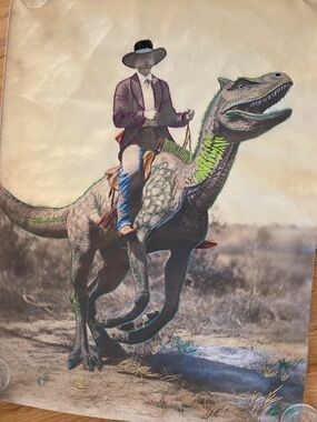 New poster hand embroidered monster cowboy canvas